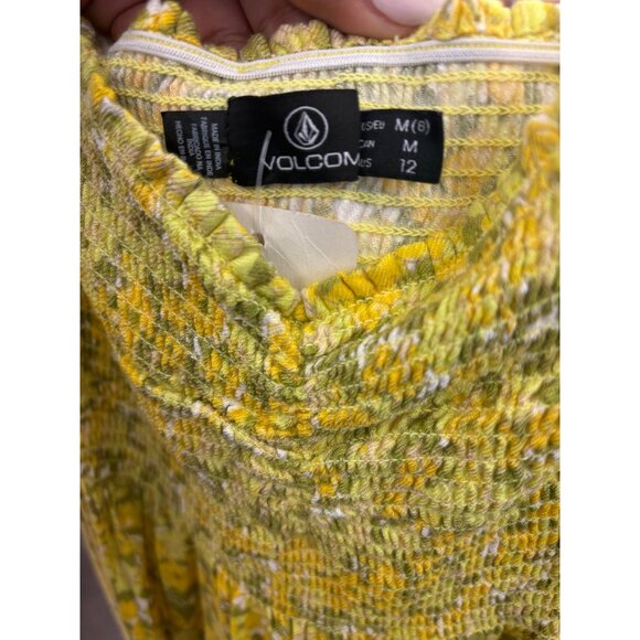 Volcom Womens Yellow/Green Floral Smocked Sundress M(8) Lightweight Short Sleeve - Picture 3 of 3